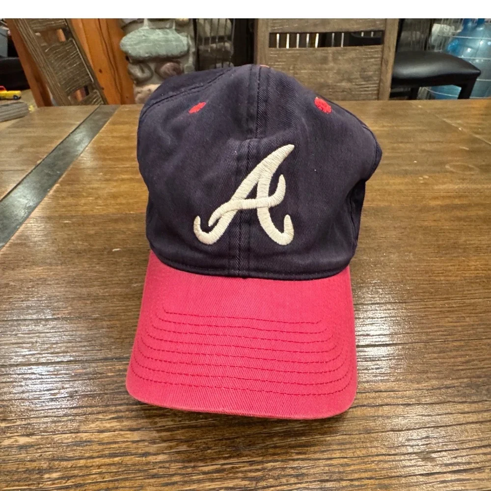 Atlanta Braves Twins Enterprise Navy Red Snapback MLB Baseball Cap S-M Vintage